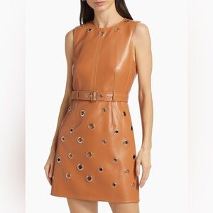 Cinq à Sept Brown Mini Dress with Eyelet Accents